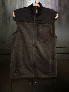 George Men's Black and Dark Brown Fleece Vest